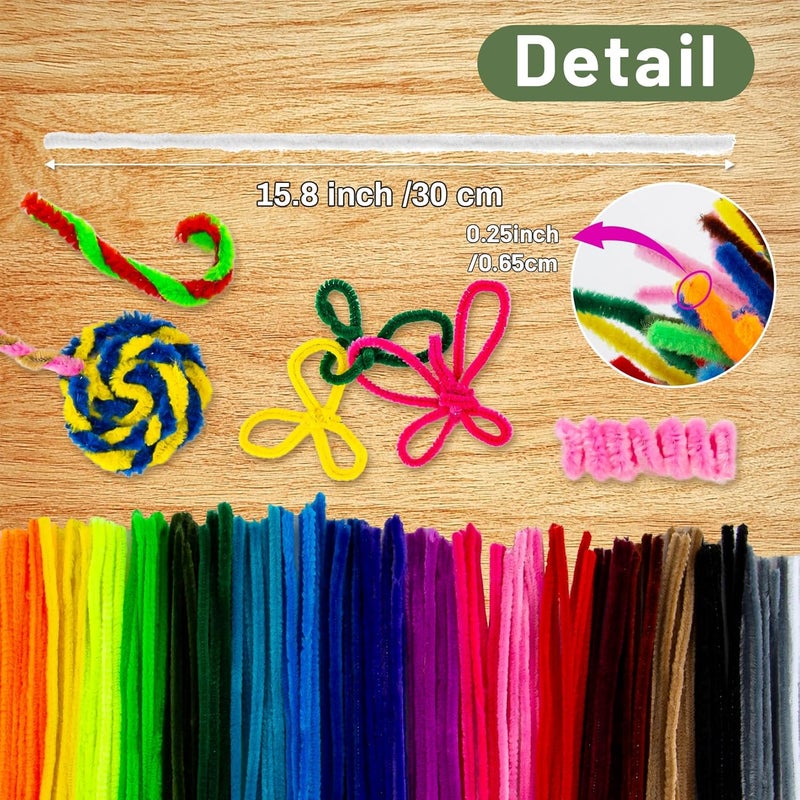 Rainflow Pipe Cleaners Craft Supplies - 200 PCS Chenille Stems Fuzzy Craft Wire for Handicrafts Twisting Stick DIY for Craft Bouquets Animals Halloween Christmas Easter Birthday (White) - Image 2